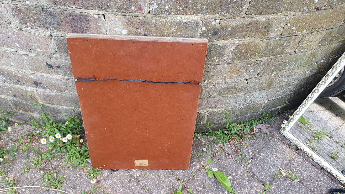 Vintage Painted Cream and Gold Rectangle Wall Mirror.