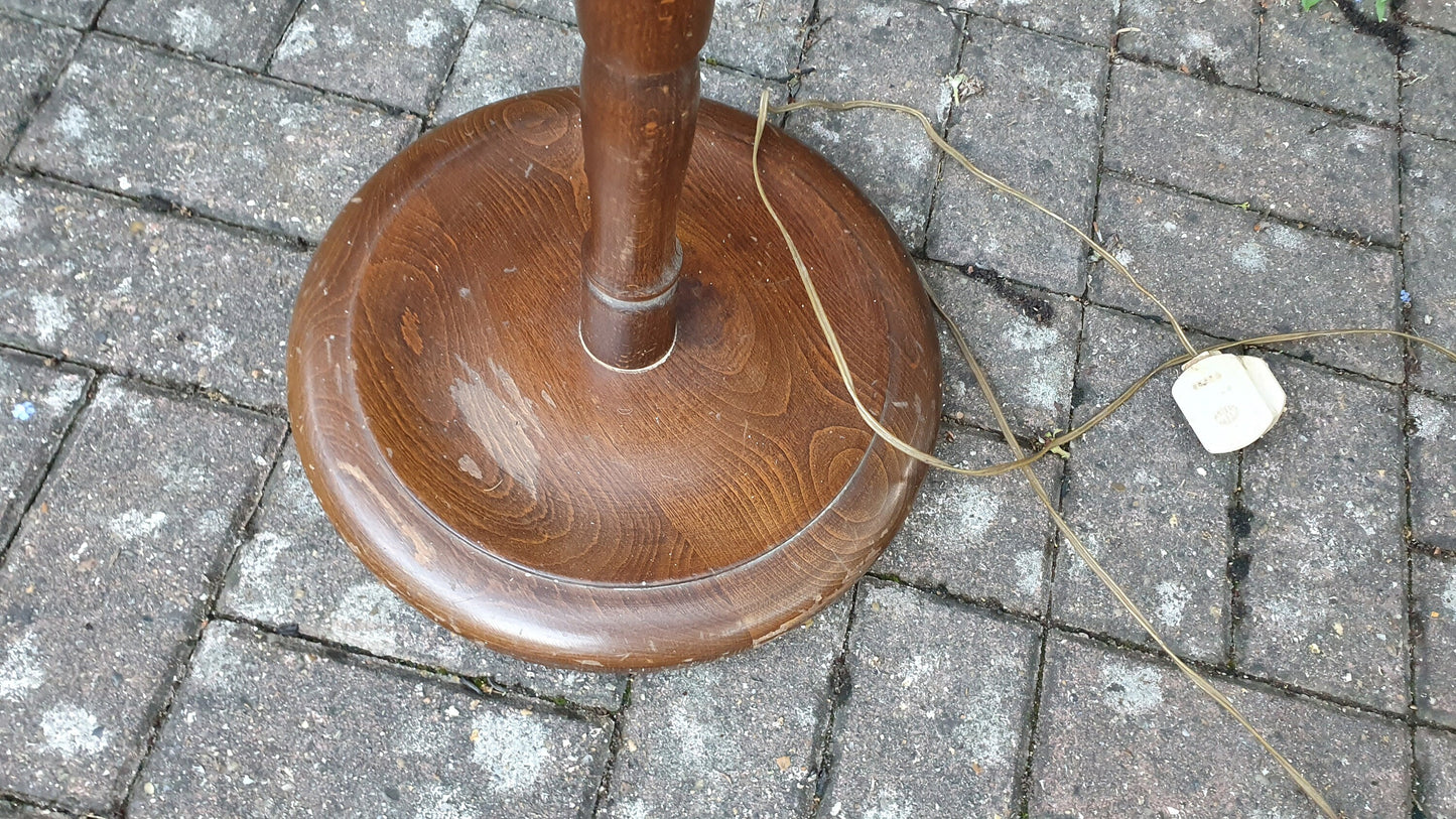 Vintage Stained Oak Effect Turned Standard Lamp.