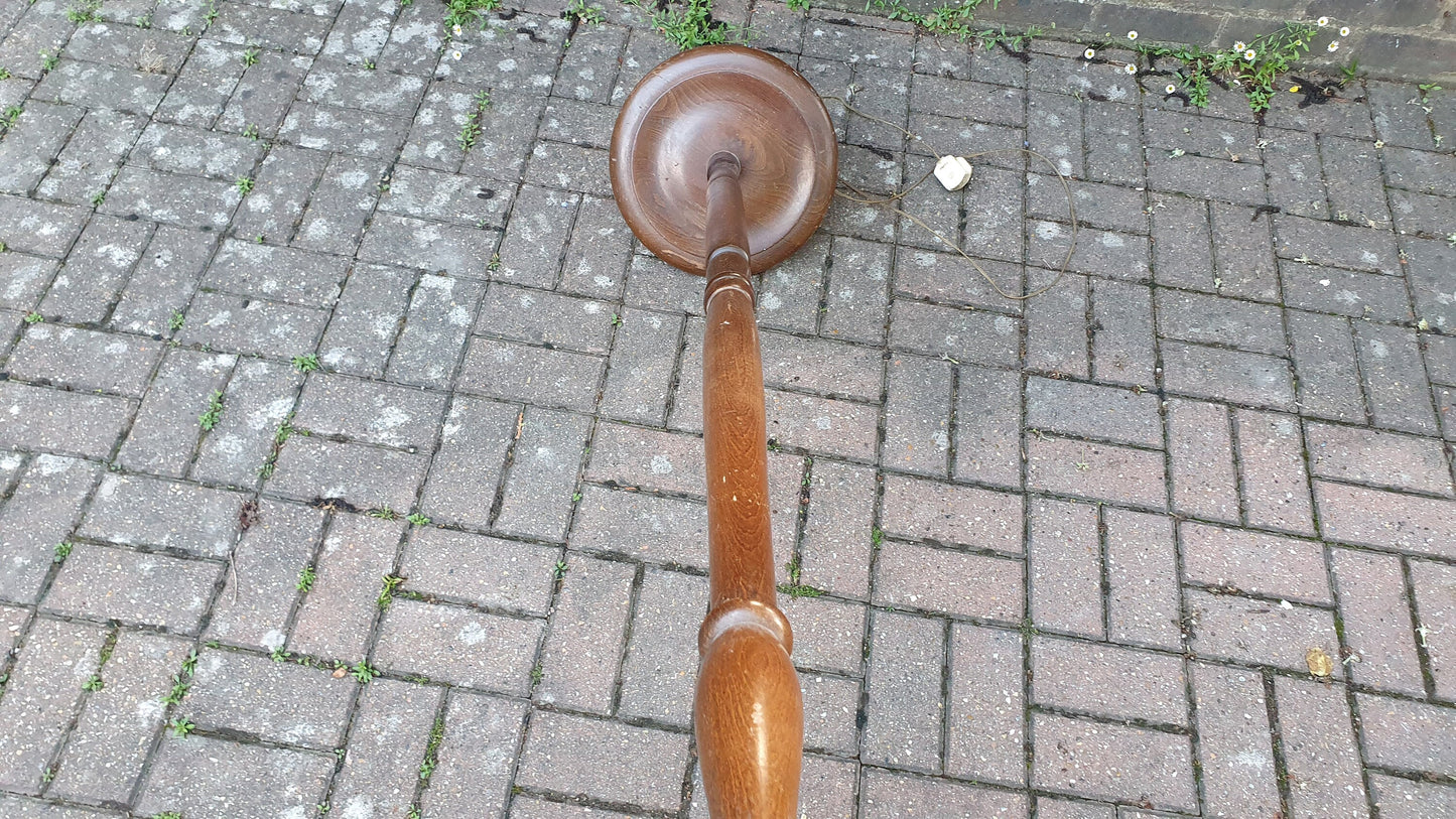 Vintage Stained Oak Effect Turned Standard Lamp.