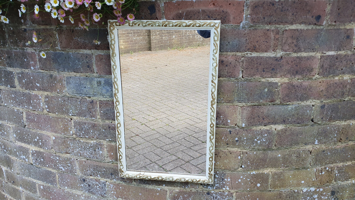 Vintage Painted Cream and Gold Wall Mirror