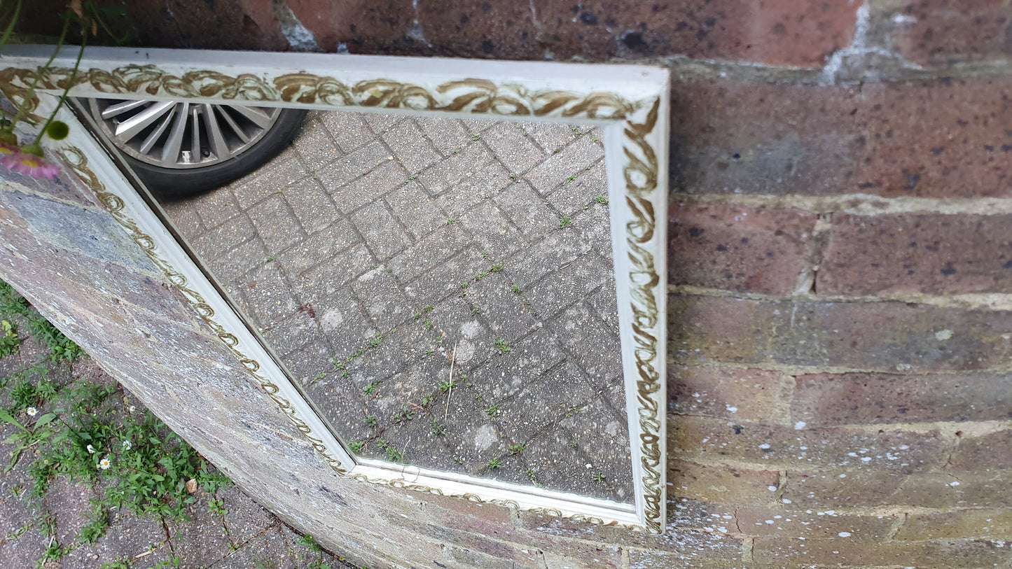 Vintage Painted Cream and Gold Wall Mirror