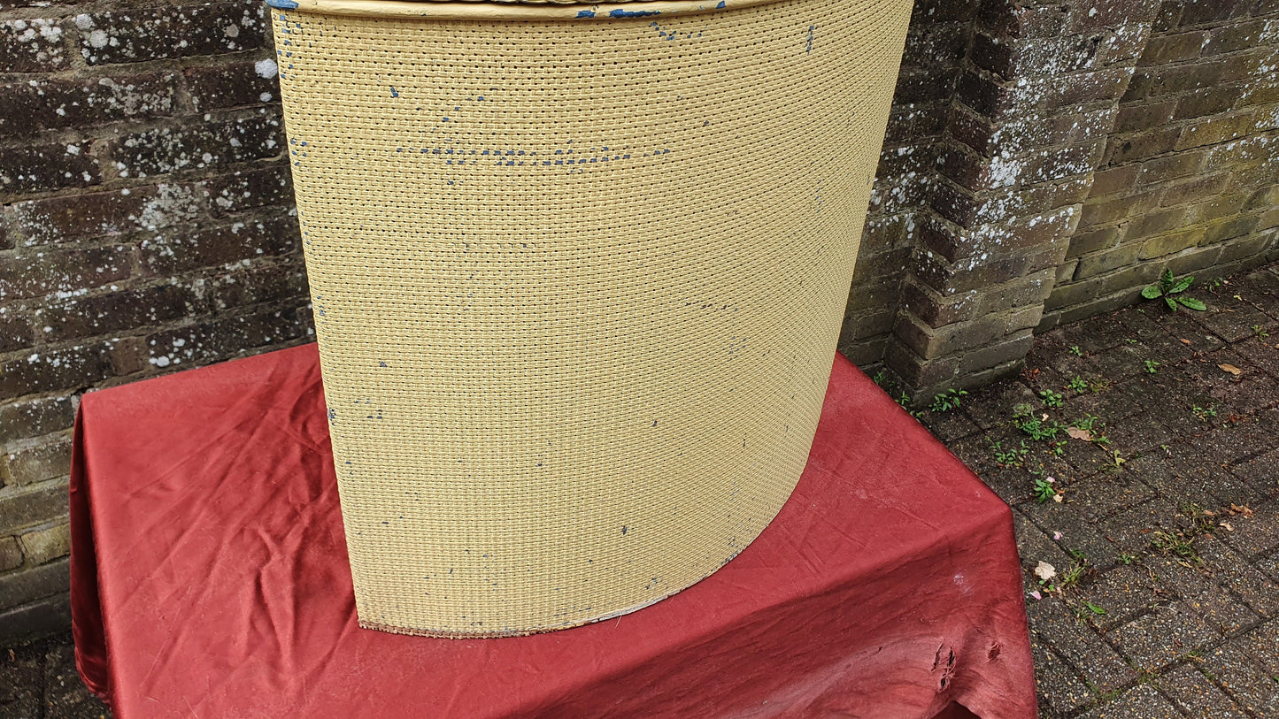 Painted Lloyd Loom Style Yellow Painted Corner Linen Basket.