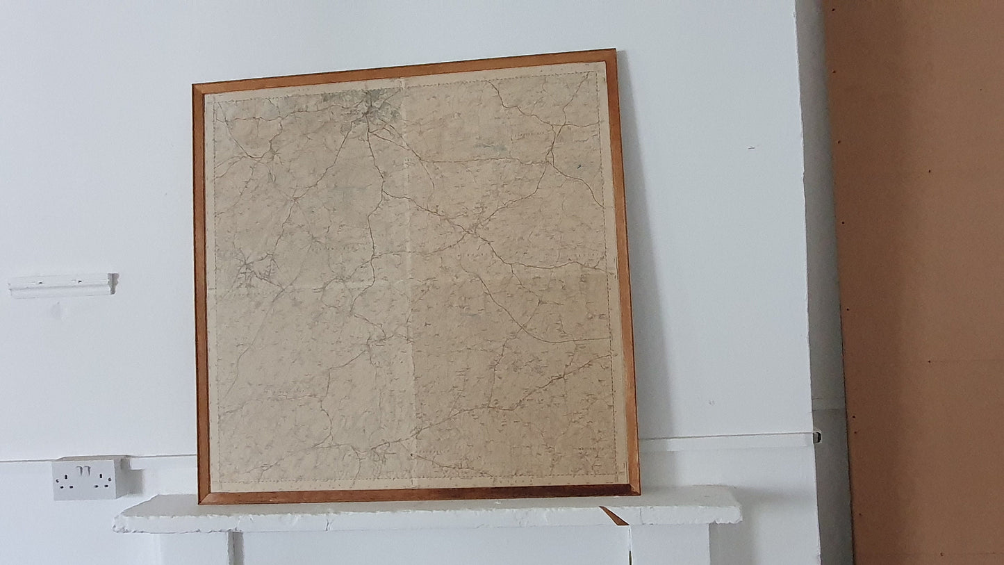 Very Large Vintage Kent Road Map Tunbridge Wells Wadhurst Mayfield Rotherfield Burwash Framed 3 X 3 FT