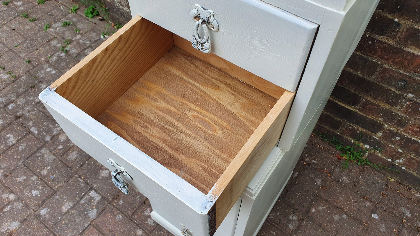 Thin Vintage Painted Shabby Chic Oak Flight or Chest of Drawers Farrow and Ball Storage