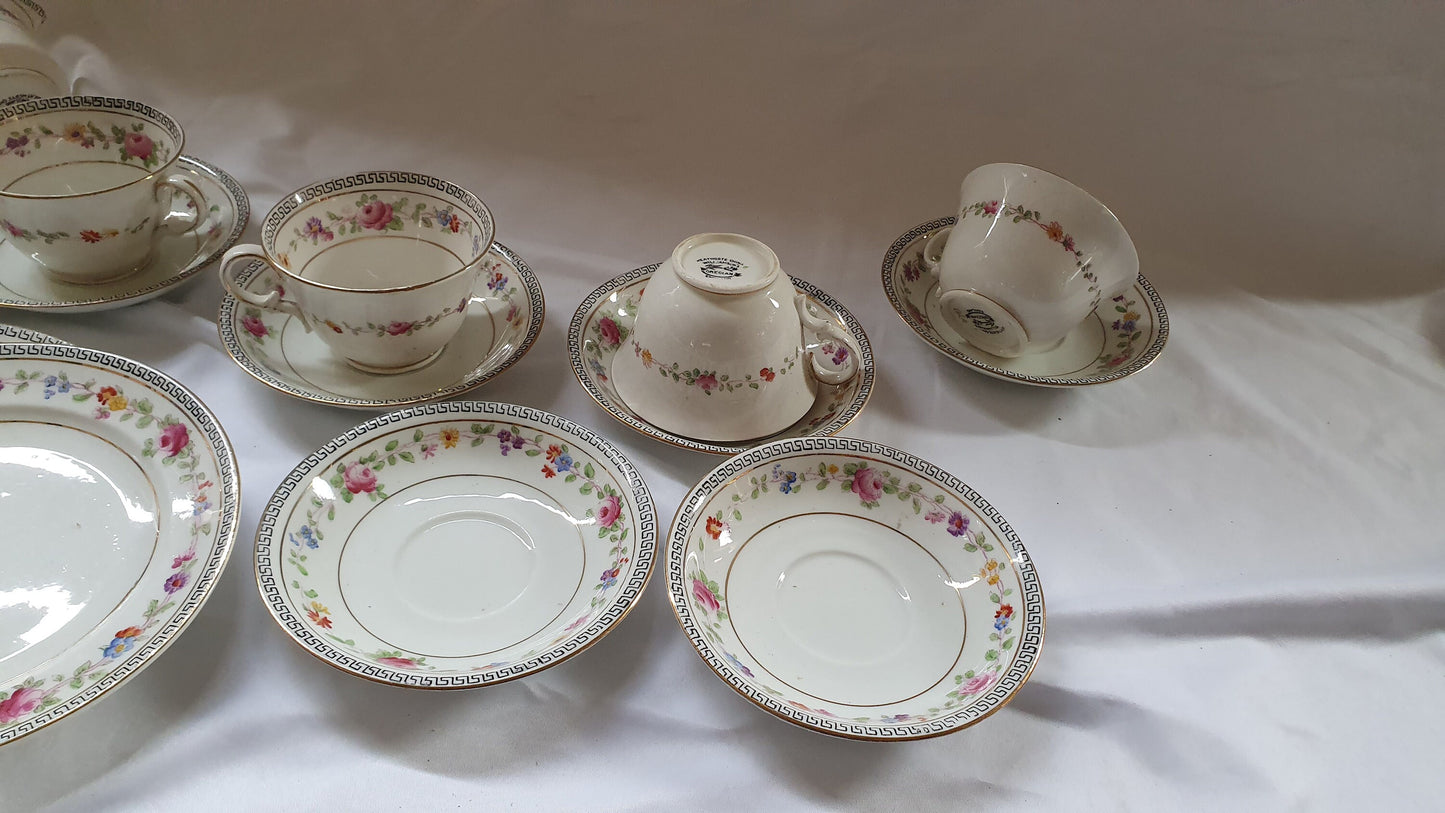 Vintage Late Victorian Floral Flower Tea Service Hand Painted