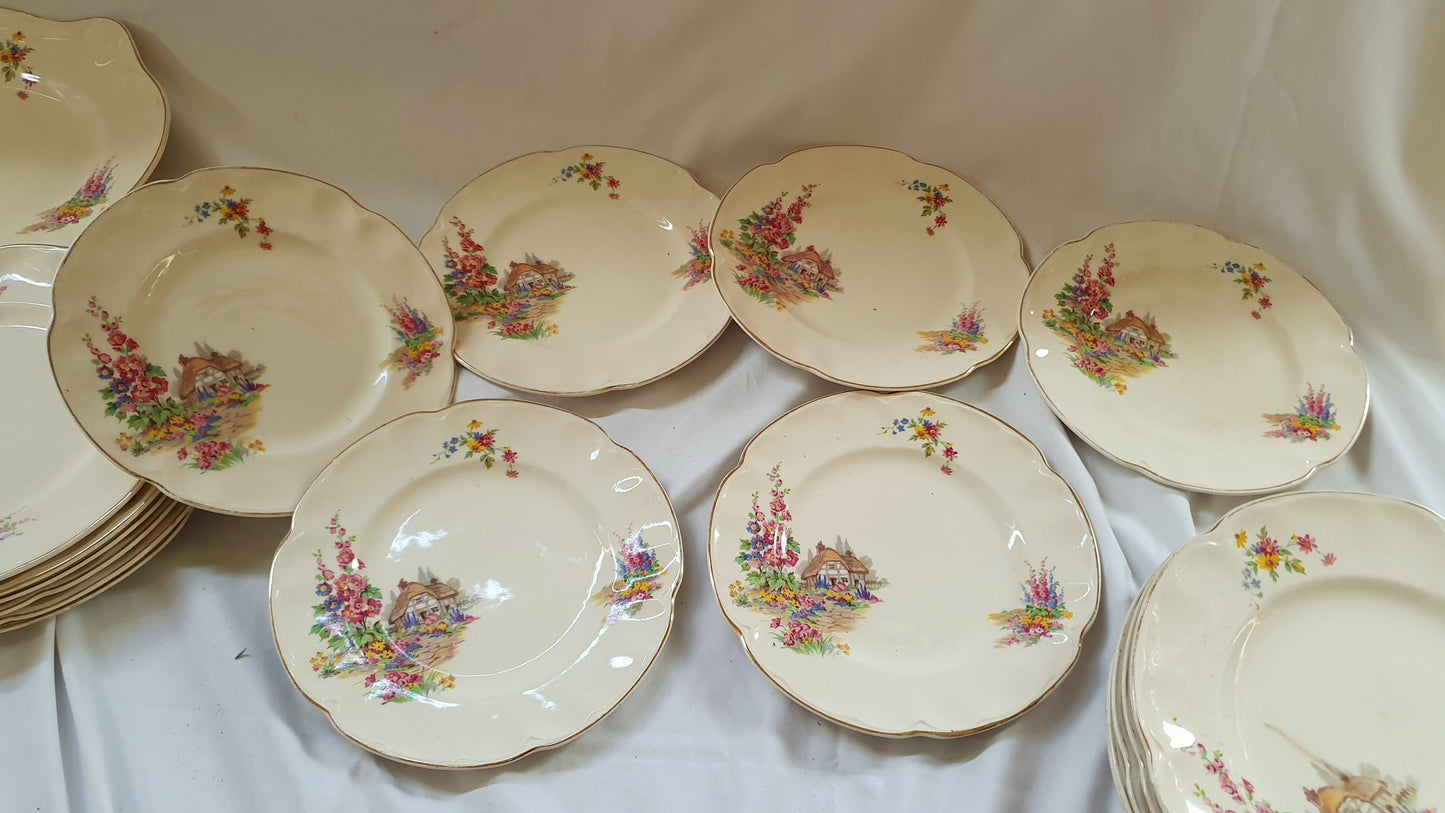 Charming ‘Pareek’ Vintage Retro Cottage Flowers Floral Dinner Service Johnson Brothers Hand Painted