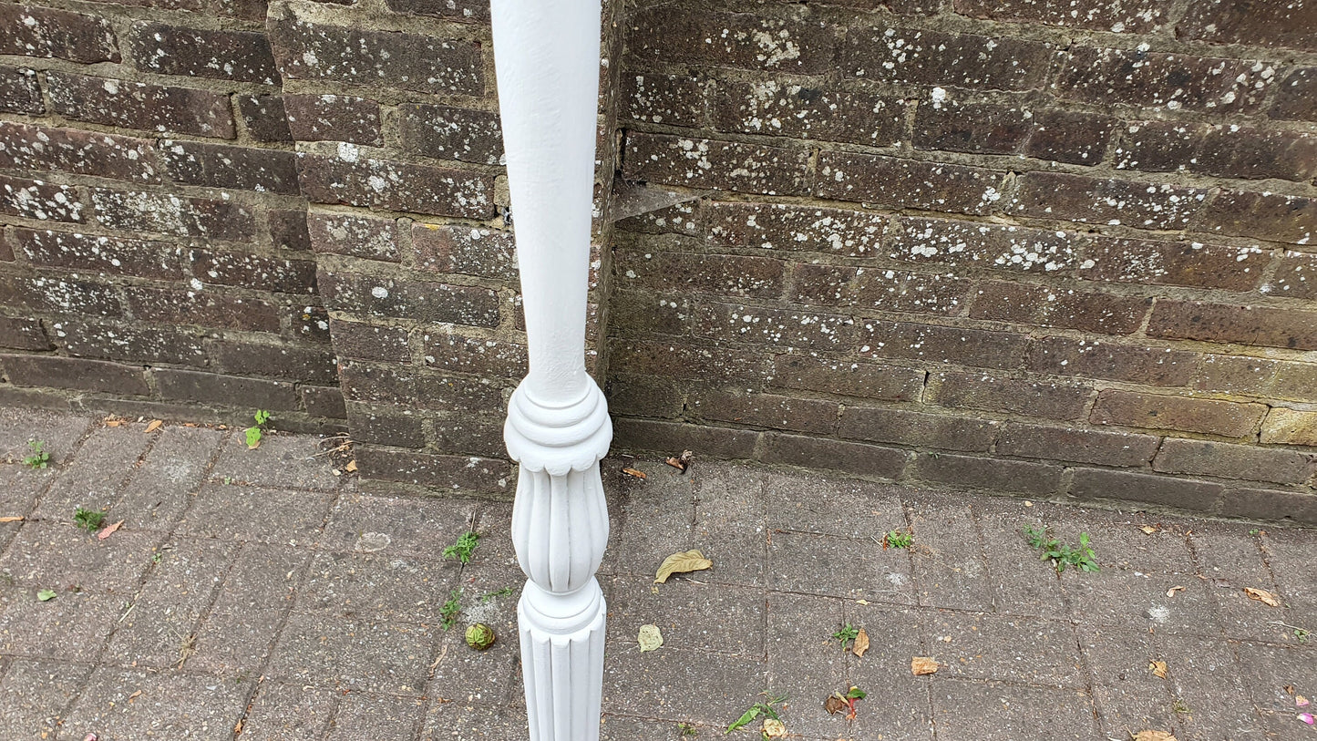 Vintage Turned and Fluted Painted Grey Standard Lamp Frenchic Light Grey Chalk Mid-20th Century French Chic