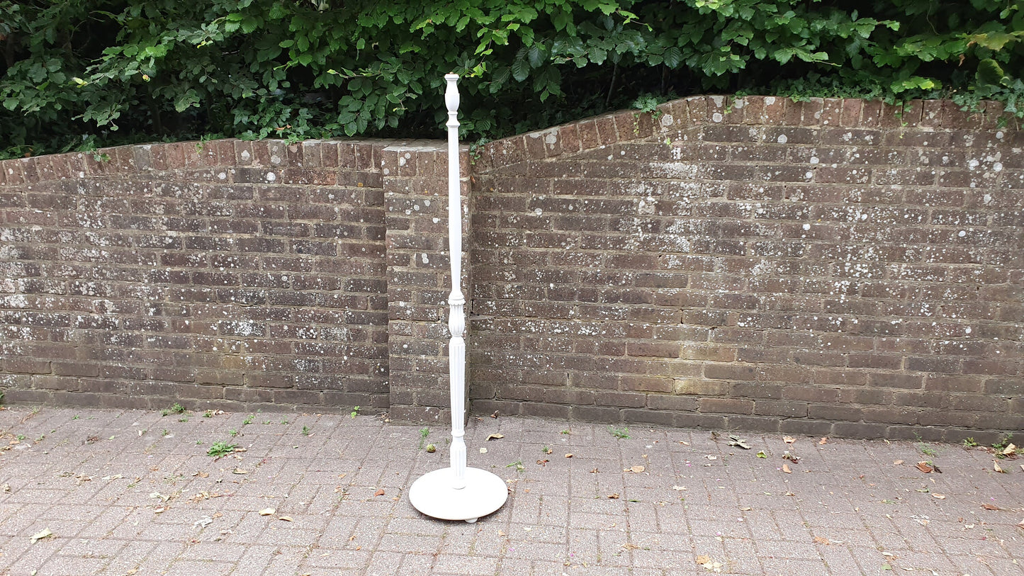 Vintage Turned and Fluted Painted Grey Standard Lamp Frenchic Light Grey Chalk Mid-20th Century French Chic