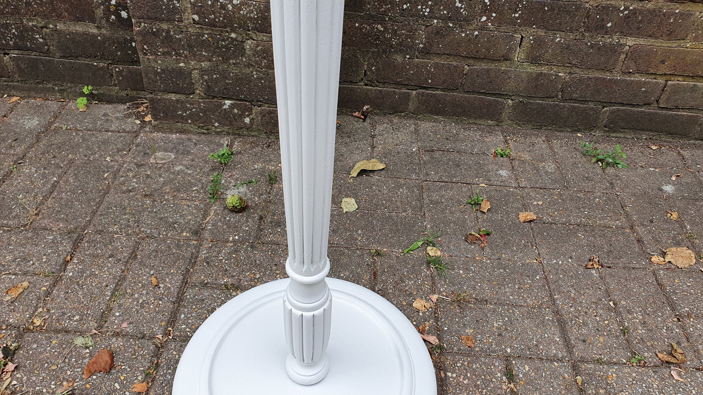 Vintage Turned and Fluted Painted Grey Standard Lamp Frenchic Light Grey Chalk Mid-20th Century French Chic