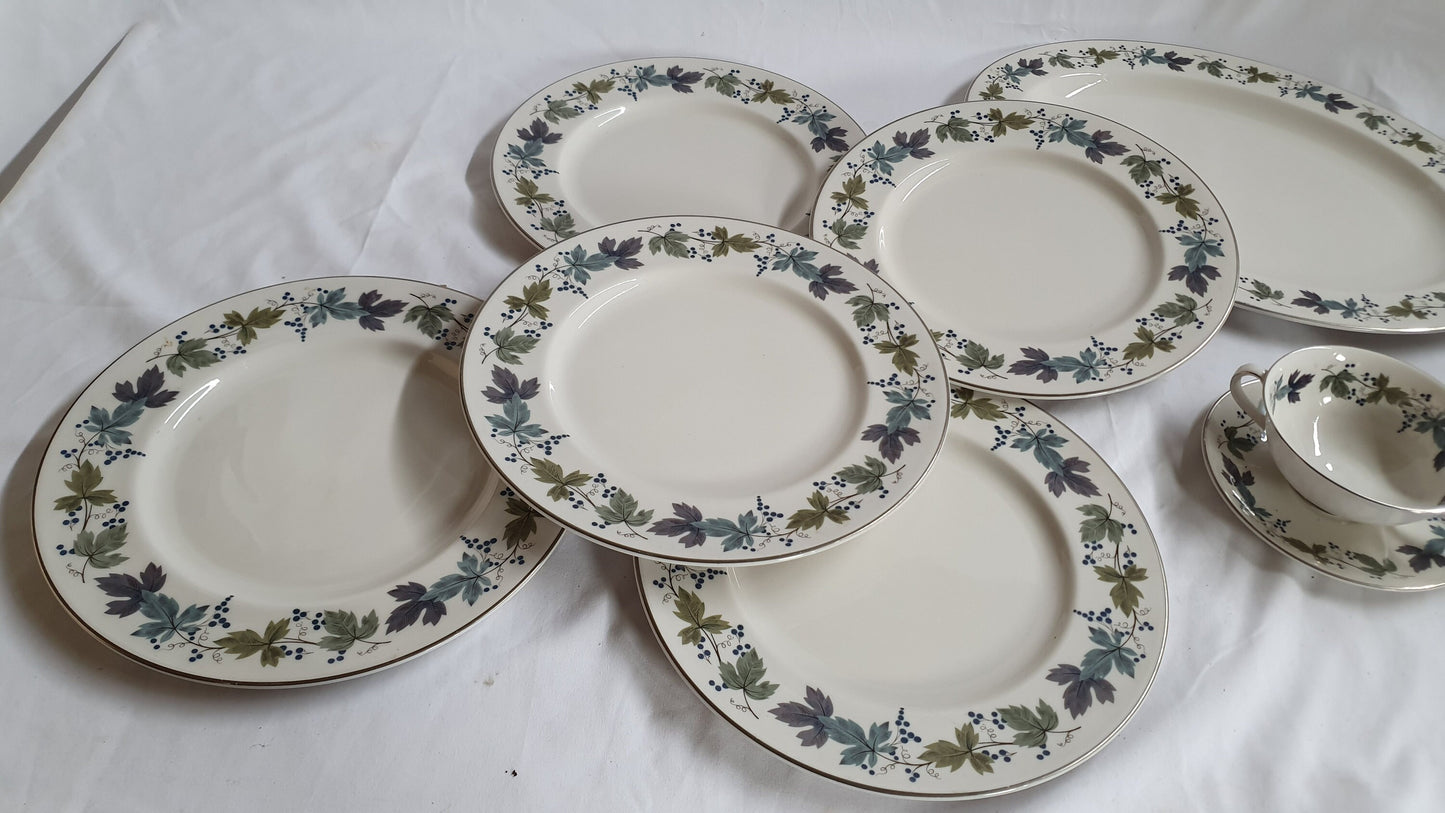 Part Dinner Service Royal Doulton Burgundy Bone China