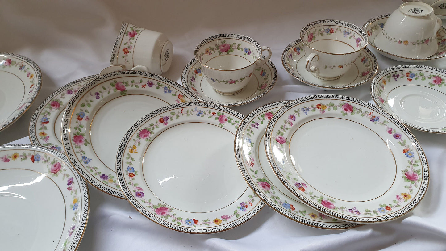 Vintage Late Victorian Floral Flower Tea Service Hand Painted