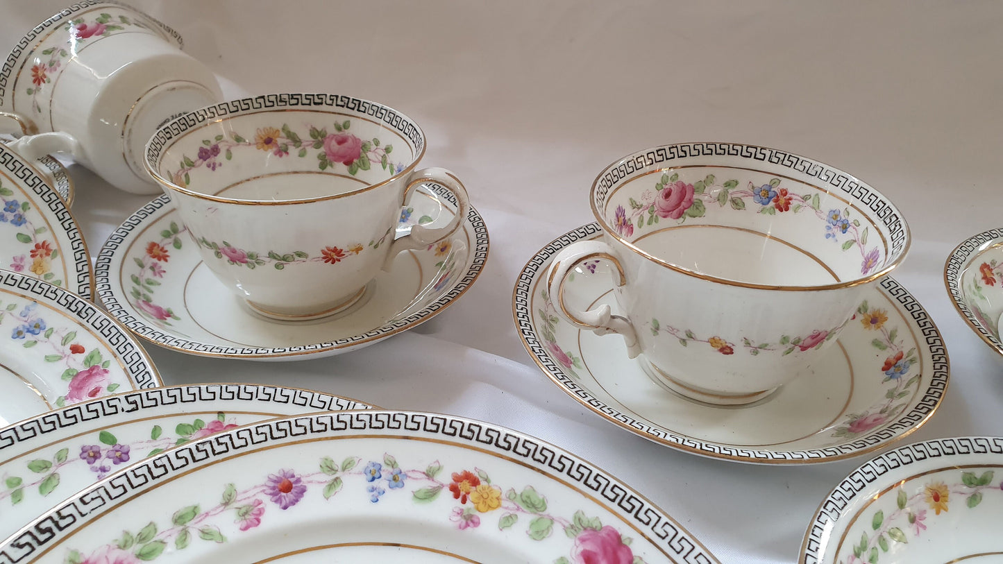 Vintage Late Victorian Floral Flower Tea Service Hand Painted