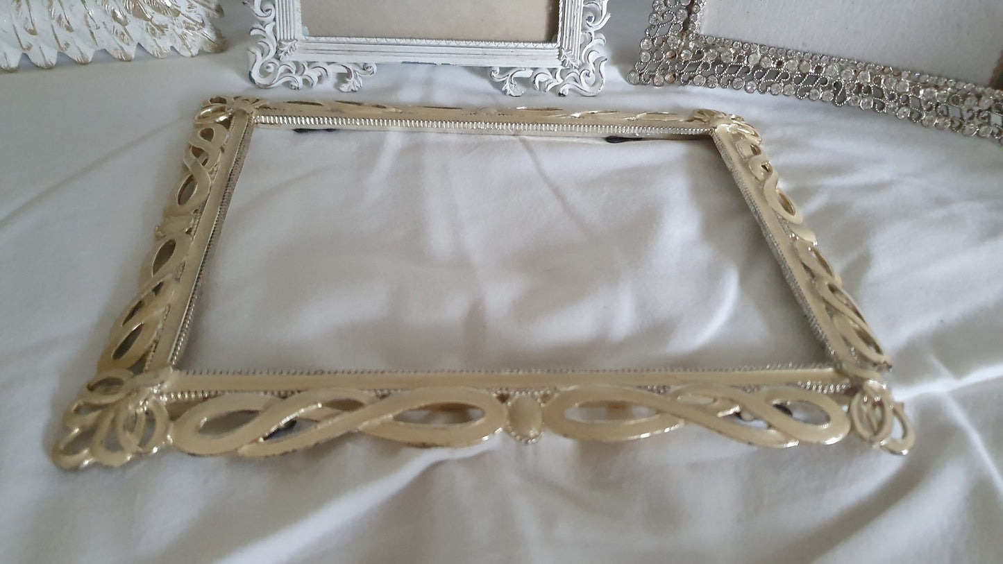 3 Ornate Metal Decorative Photo Picture Frame Freestanding Glazed