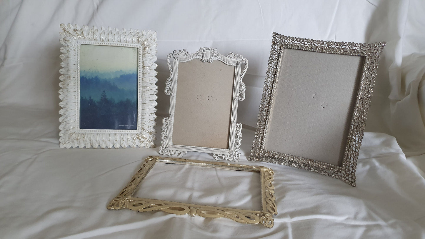 3 Ornate Metal Decorative Photo Picture Frame Freestanding Glazed