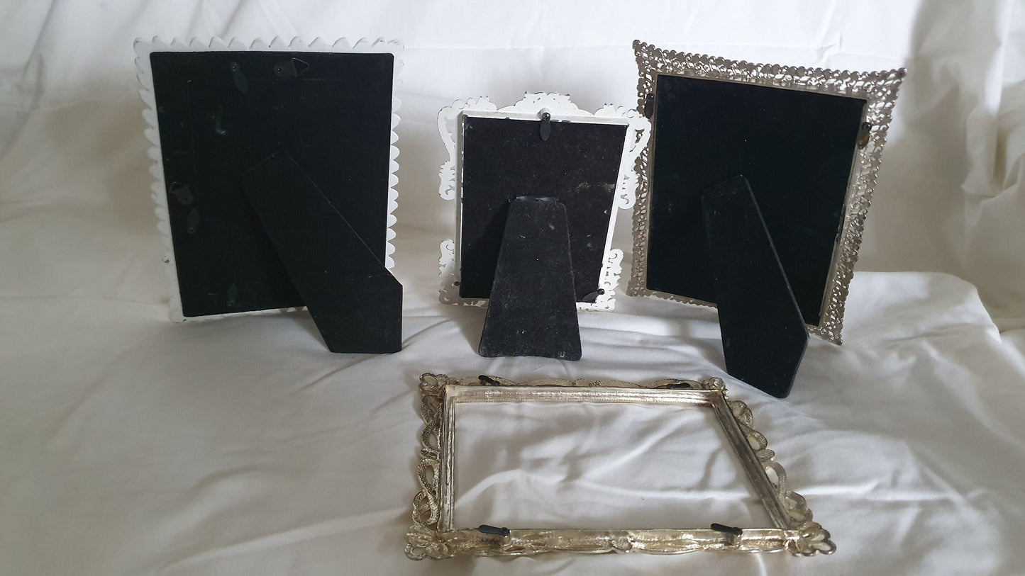 3 Ornate Metal Decorative Photo Picture Frame Freestanding Glazed