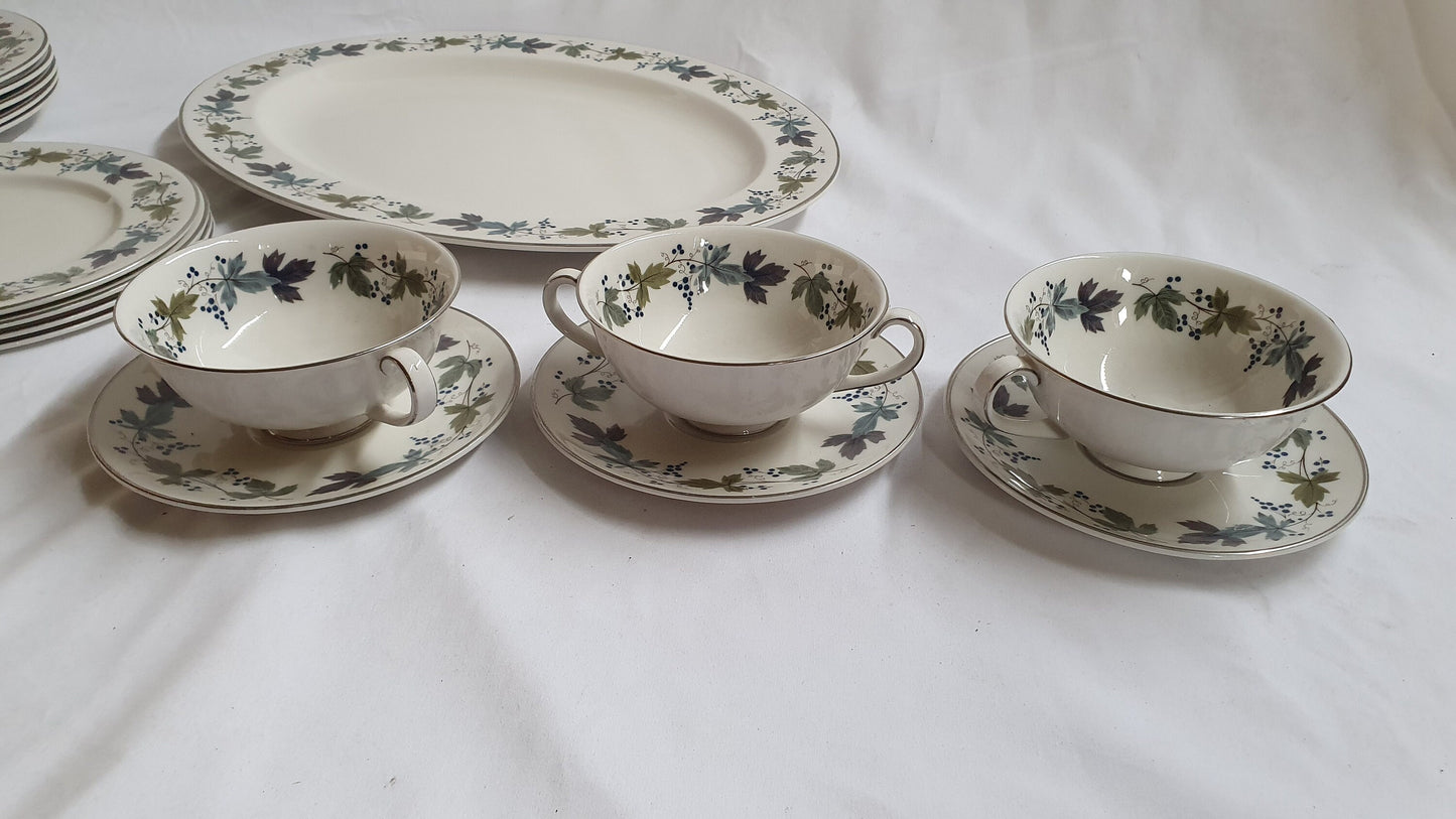 Part Dinner Service Royal Doulton Burgundy Bone China