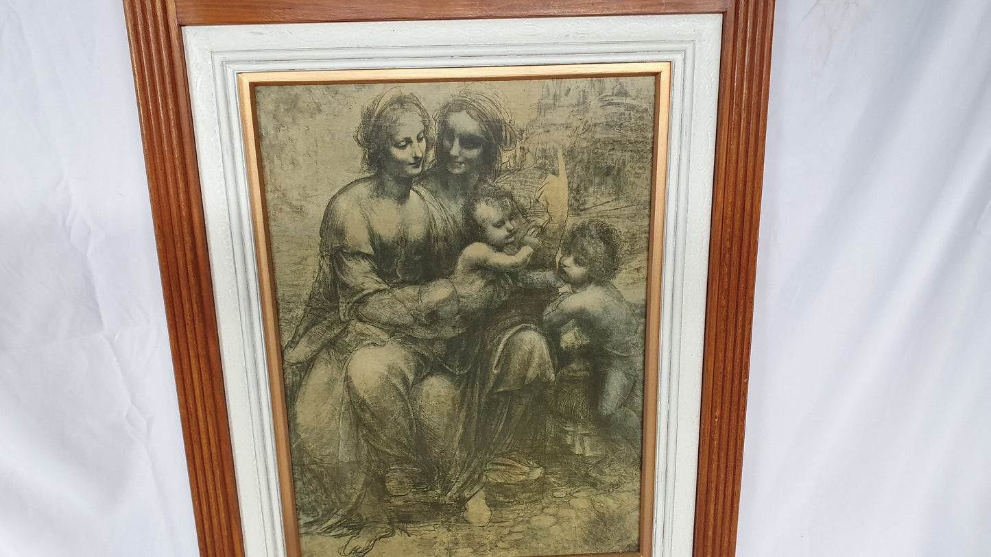 Large Da Vinci Masterpiece Print in Opulent Handmade Wooden Frame.