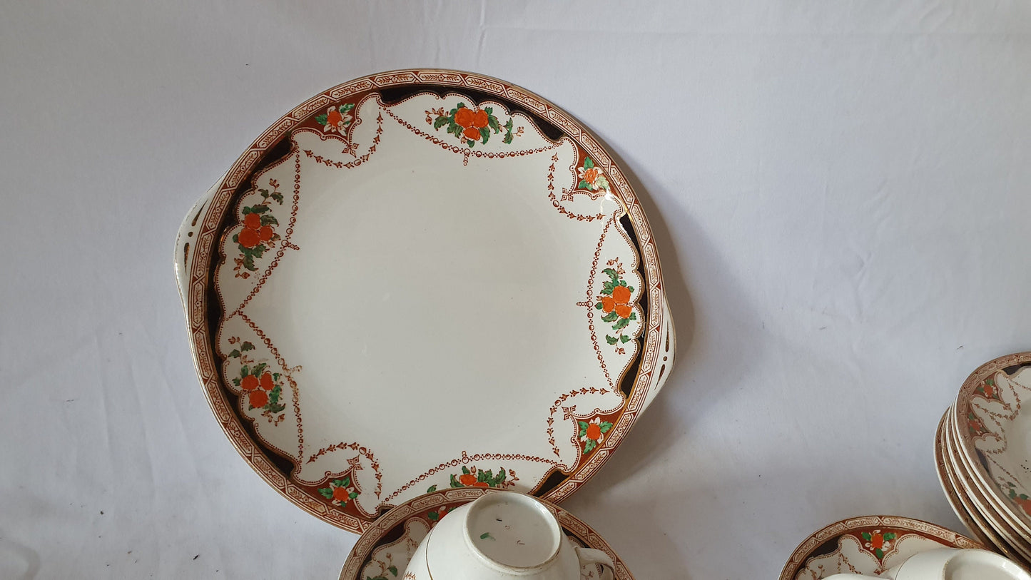 Large Vintage Ceramic Tea Service Diadem and Osborne. Tea Party! 24 Pieces. Early 20th Century. Tea Set