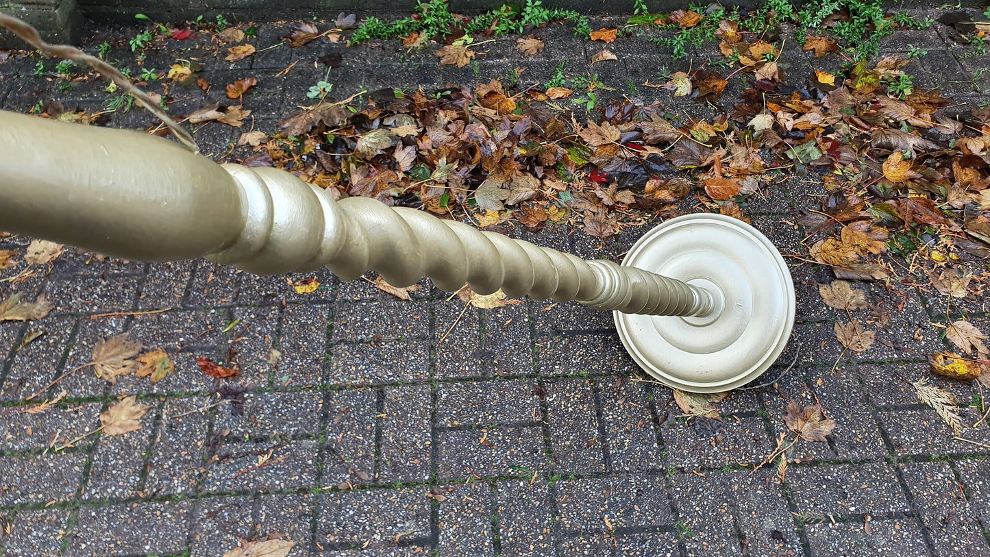 Vintage Hand Painted Wooden Standard Lamp Gold Gilt