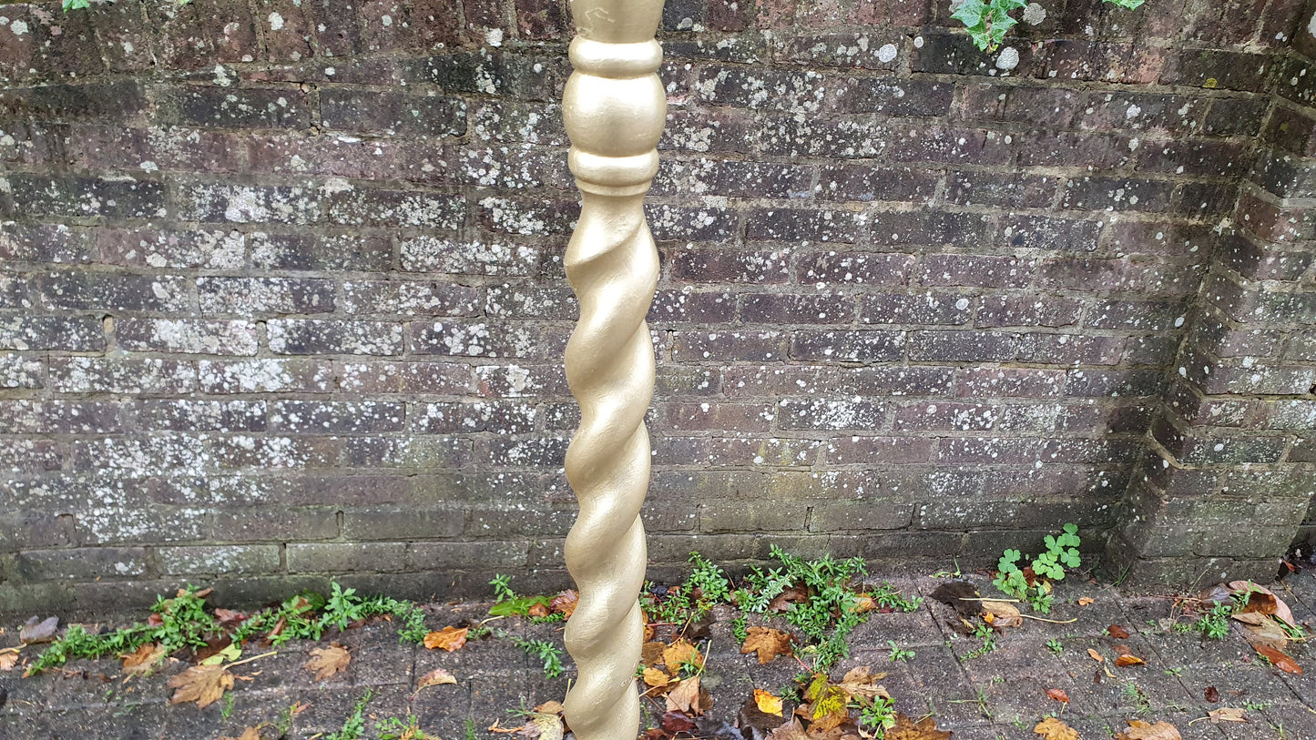 Vintage Hand Painted Wooden Standard Lamp Gold Gilt