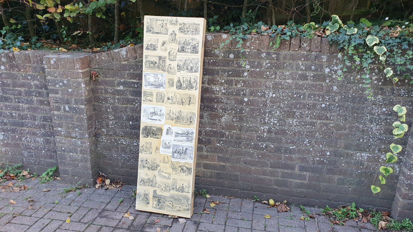 Amazing Vintage 4 Fold Screen Decoupage if Punch Cartoons Vanity Screen