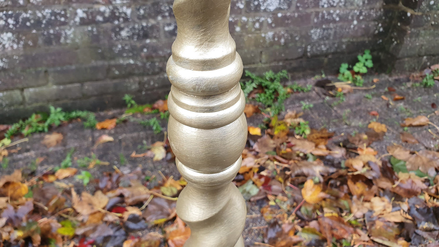 Vintage Hand Painted Wooden Standard Lamp Gold Gilt