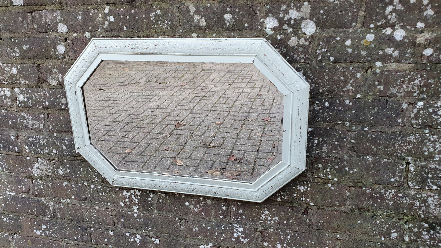 Vintage Painted Wall Mirror Made of Oak.