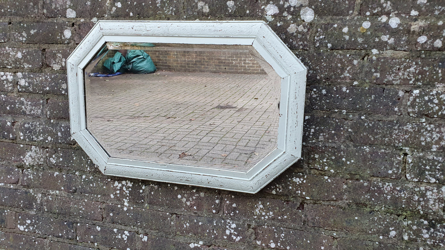 Vintage Painted Wall Mirror Made of Oak.