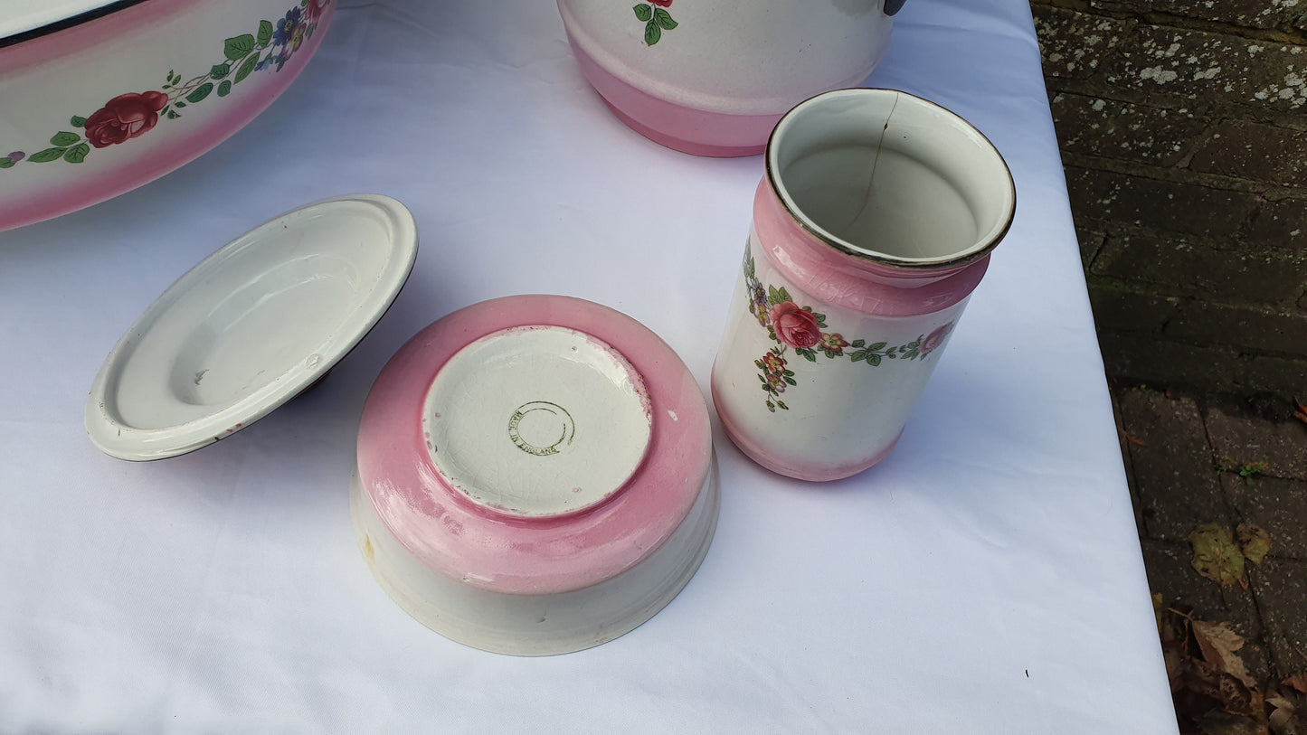 Fantastic Vintage Jug and Bowl Set Pink With Roses.