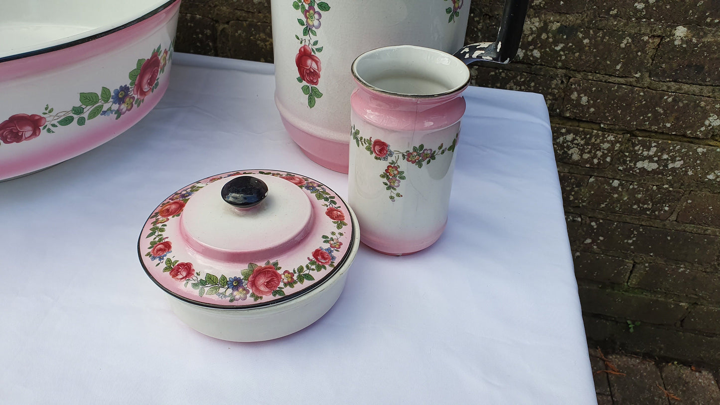 Fantastic Vintage Jug and Bowl Set Pink With Roses.
