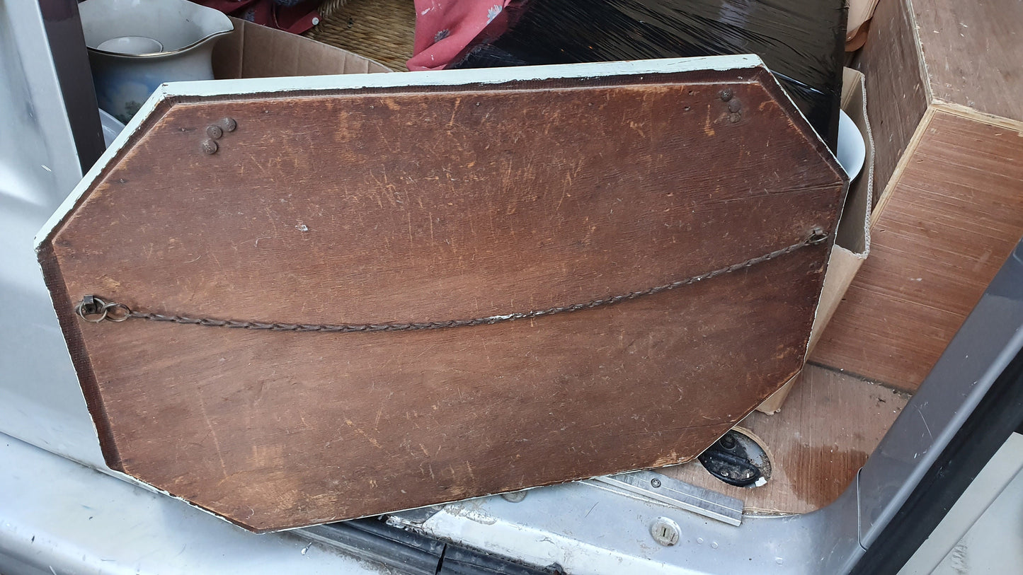 Vintage Painted Wall Mirror Made of Oak.