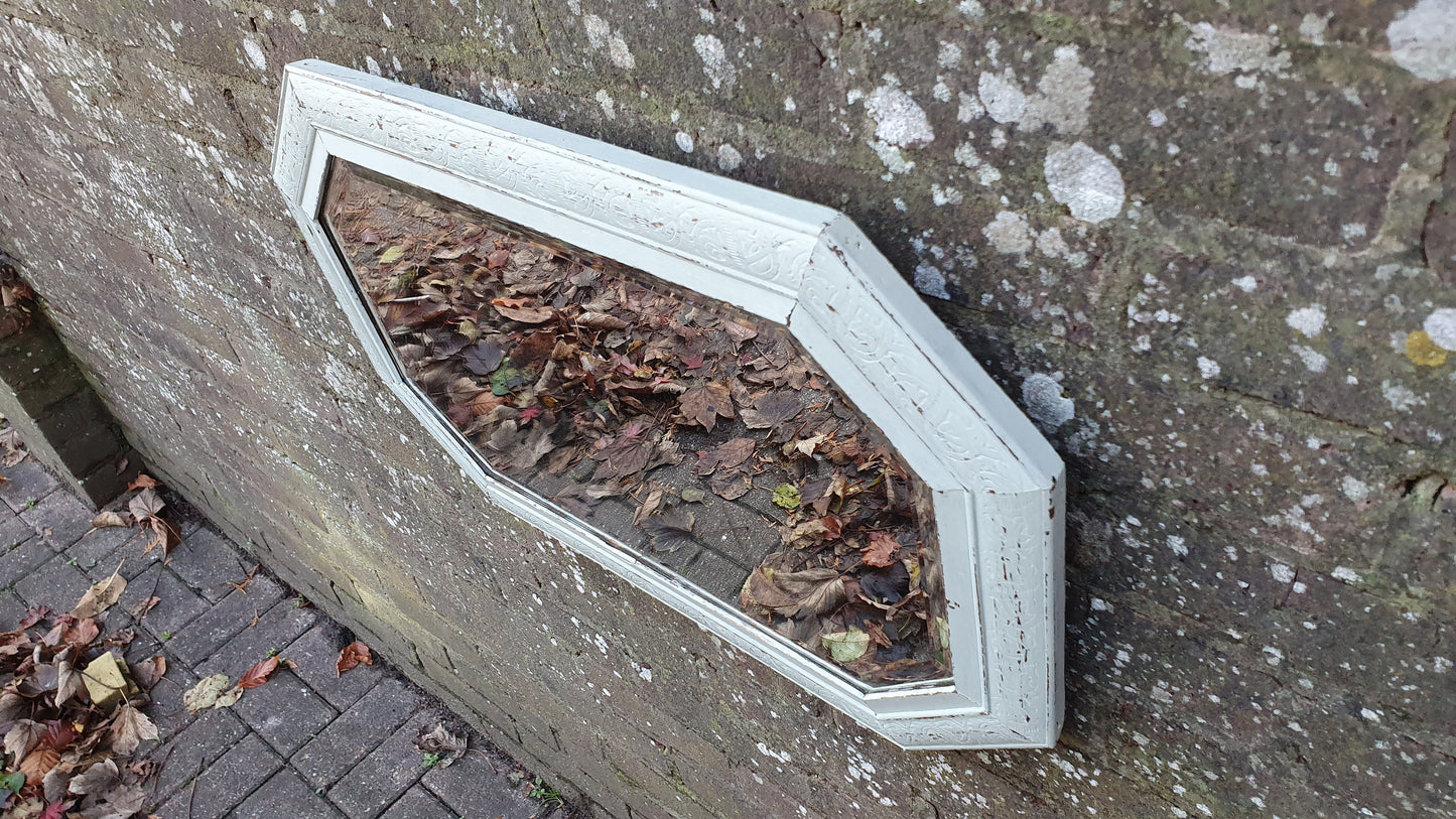 Vintage Painted Wall Mirror Made of Oak.