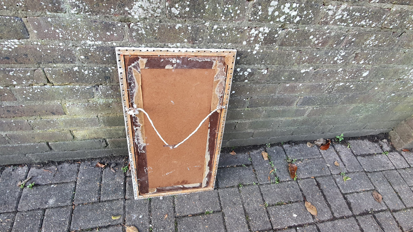Vintage Pierced Painted Wall Mirror in Farrow and Ball Wimborne White.