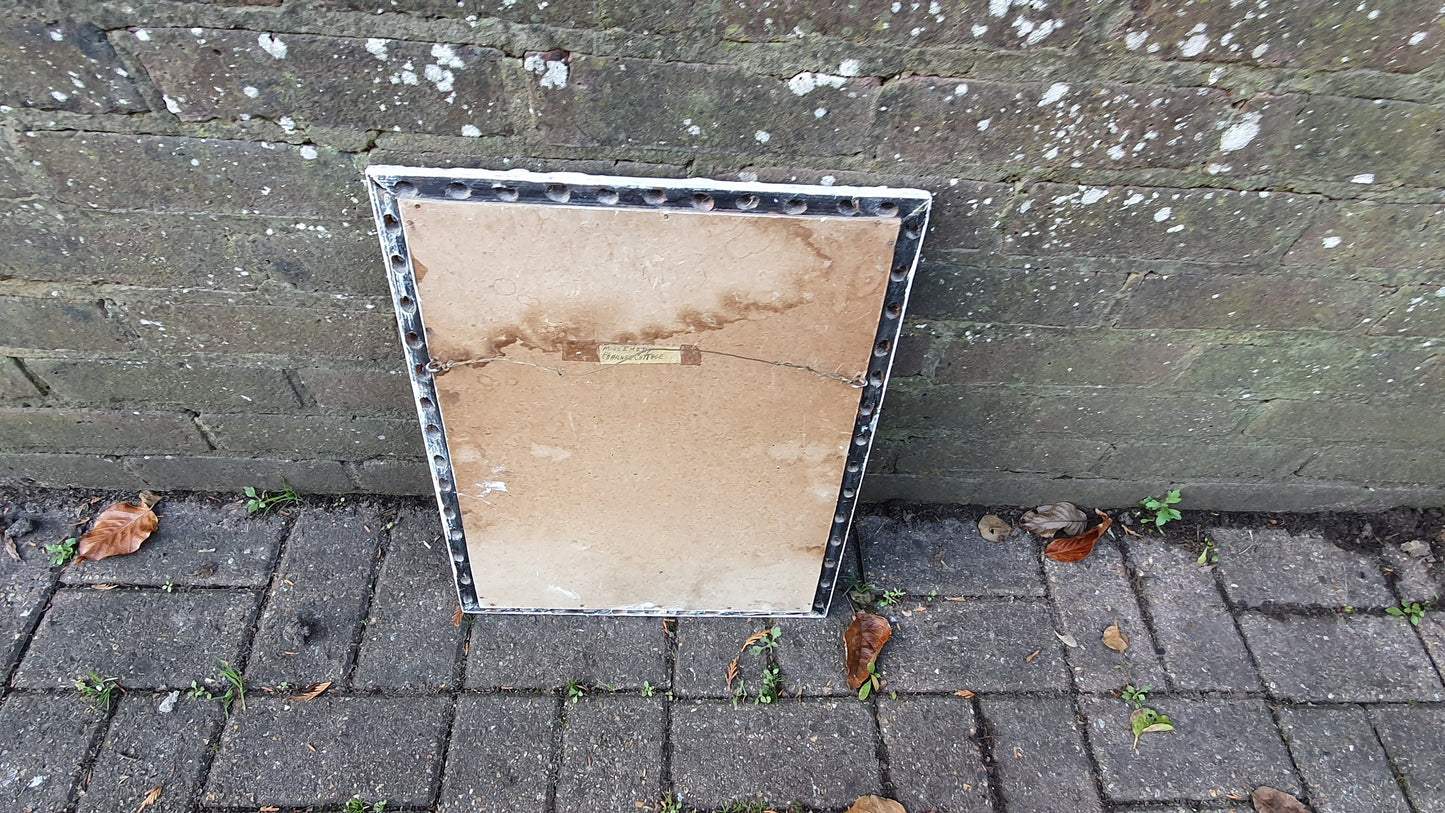 Vintage Pierced Painted Wall Mirror in Farrow and Ball Wimborne White.