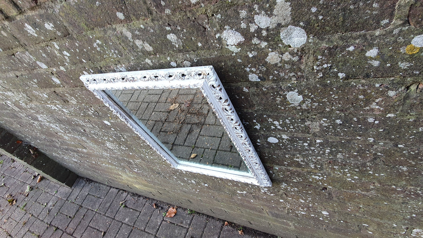 Vintage Pierced Painted Wall Mirror in Farrow and Ball Wimborne White.