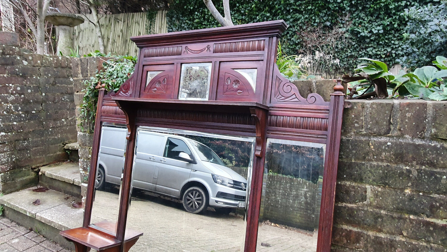 Huge Victorian Mahogany Over Mantel Mantle Mirror Fireplace 125 x 136 cm 8 Different Mirrors