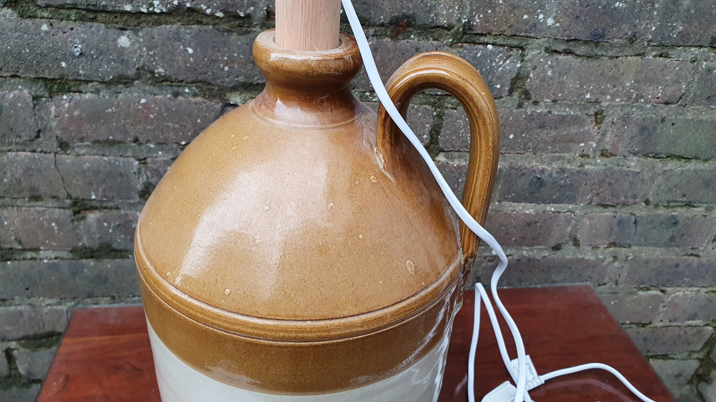 Huge Stoneware Flagon Converted Into Table Lamp Working