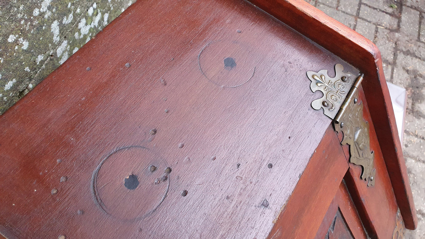 Vintage Edwardian Mahogany and Brass Coal Scuttle Bin Kindling Fireplace Storage
