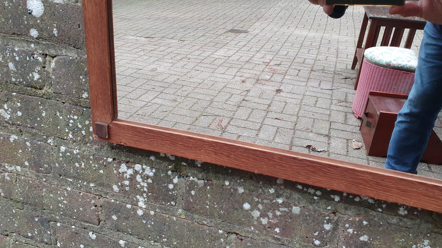 Vintage Oak Wall Mirror Bevelled Glass.