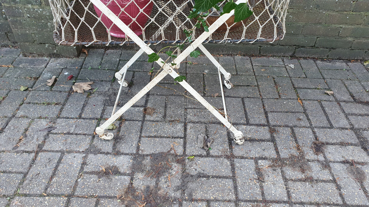 Vintage Victorian French Iron Cot Quirky Plant Storage Home Garden. Fold-up