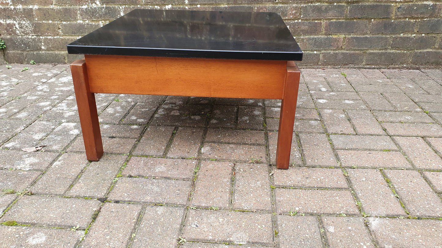 Vintage Retro Teak and Black Formica Floating Coffee Table Gplan Style