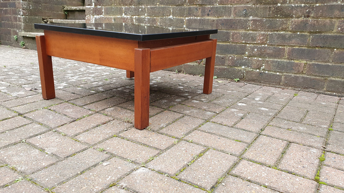 Vintage Retro Teak and Black Formica Floating Coffee Table Gplan Style