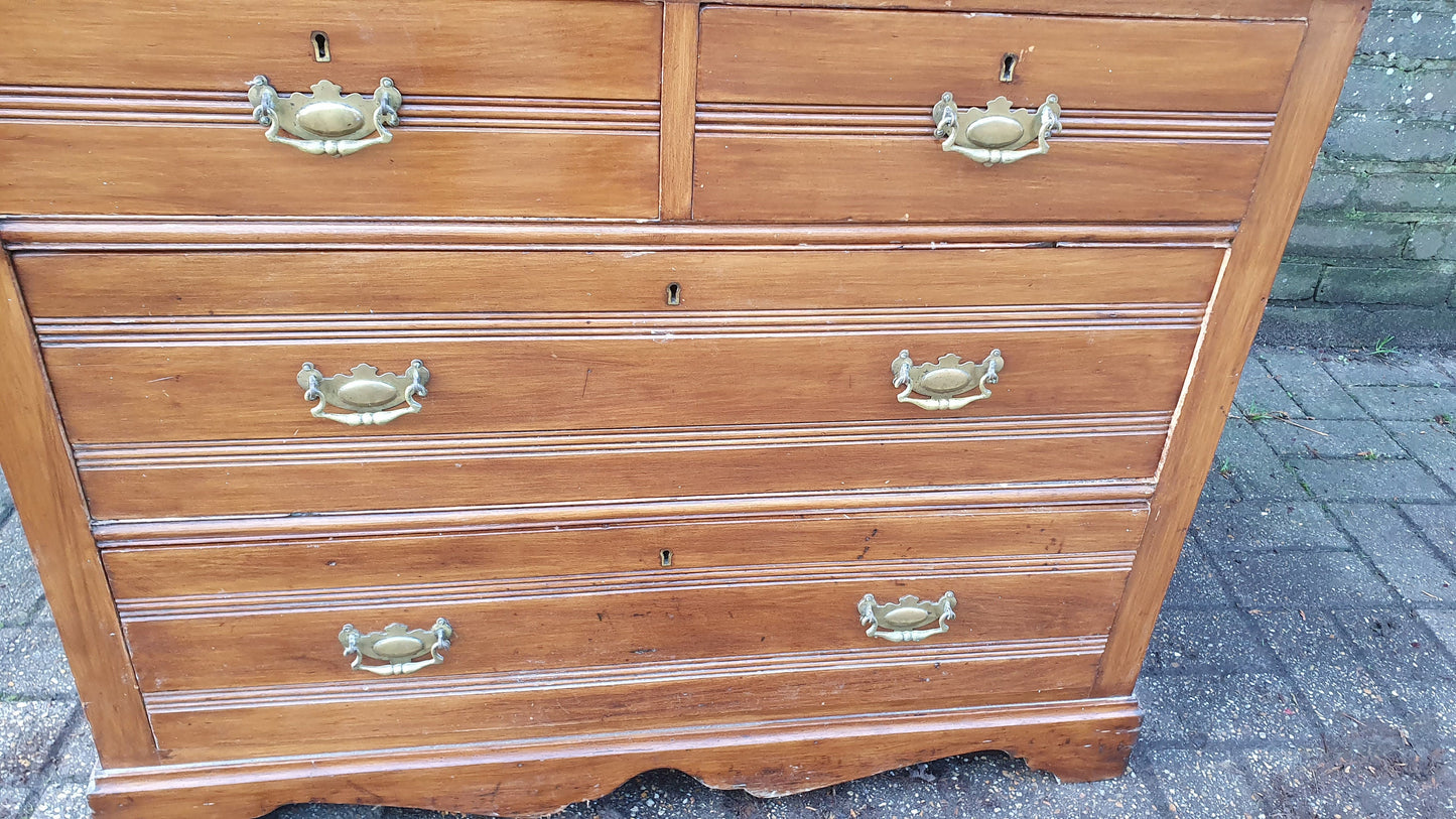 Vintage Edwardian Grand Dressing Table Satin Wood Walnut Drawers Mirror