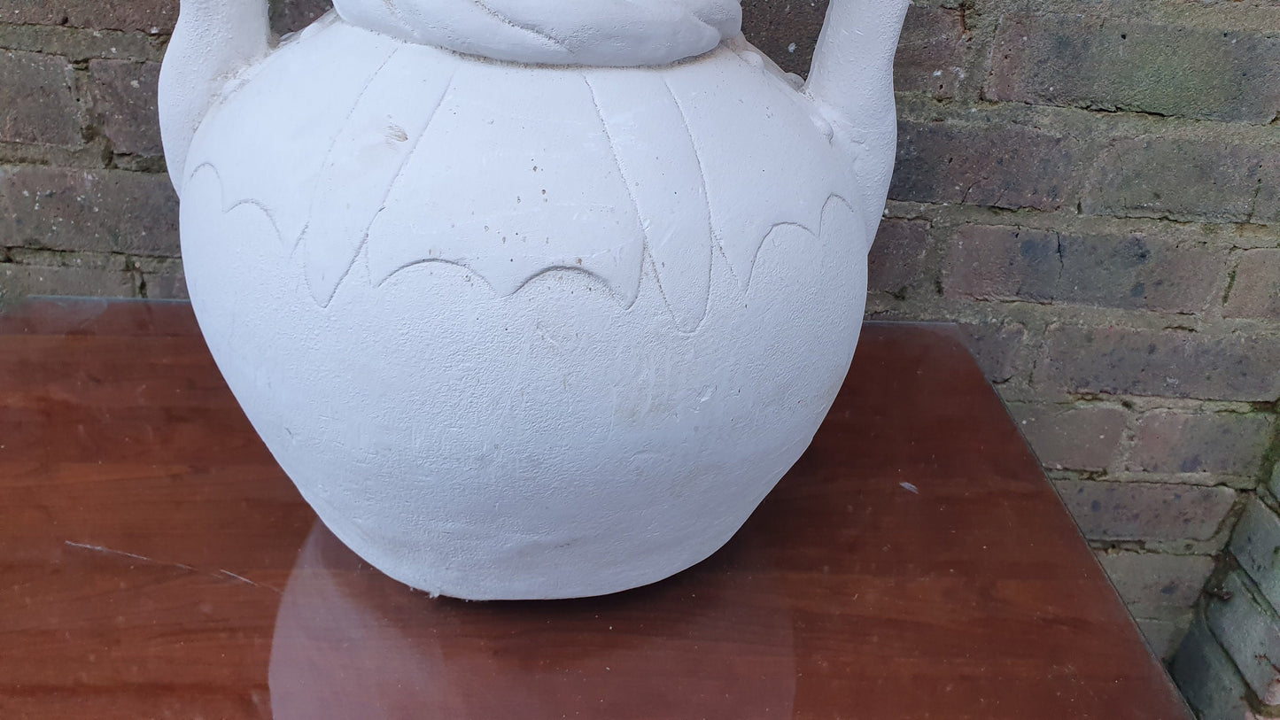 Huge Vintage 1970’s Plaster of Paris Pot Project Vase. Greek Effect. Ideal for Painting.