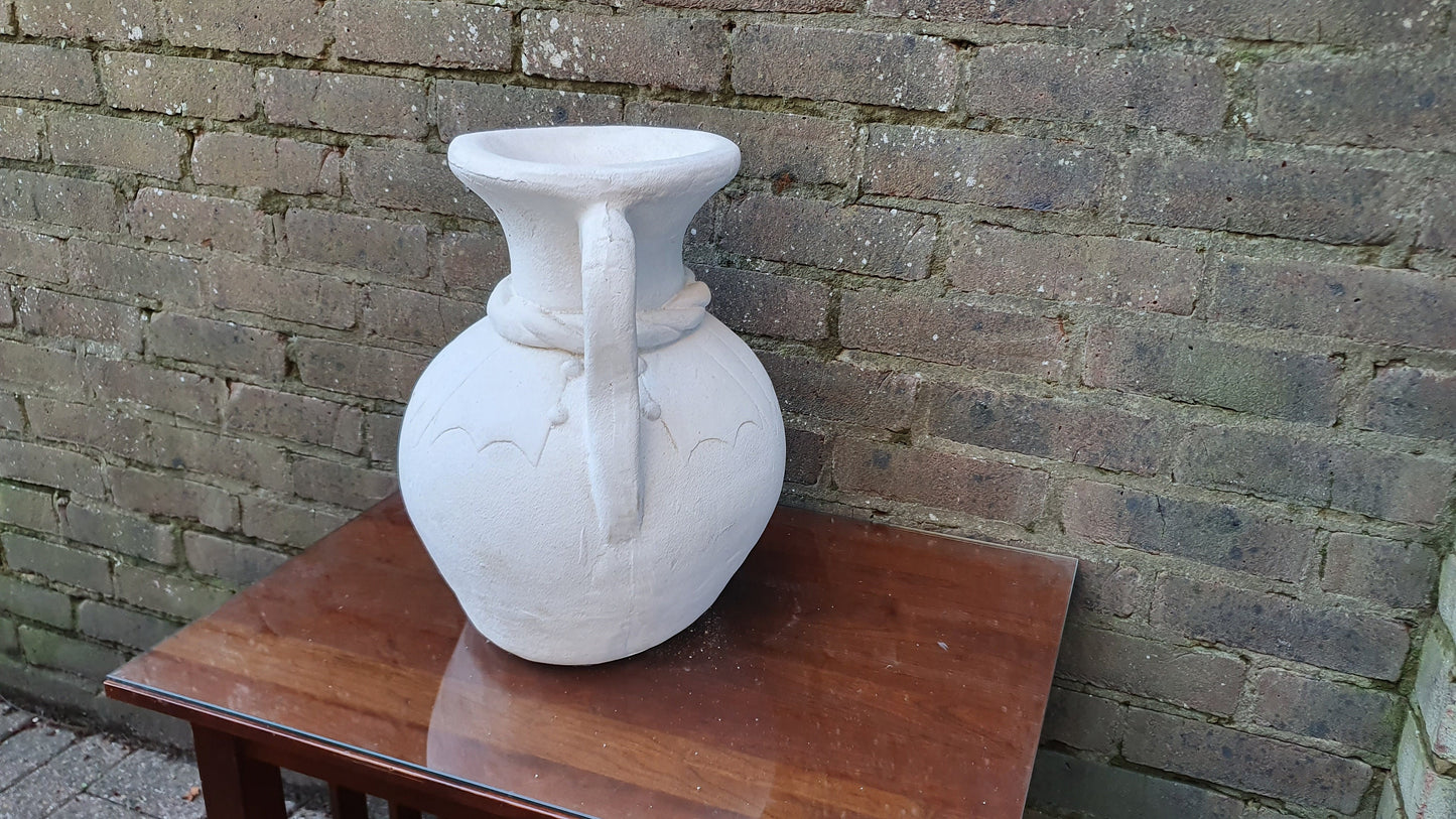 Huge Vintage 1970’s Plaster of Paris Pot Project Vase. Greek Effect. Ideal for Painting.
