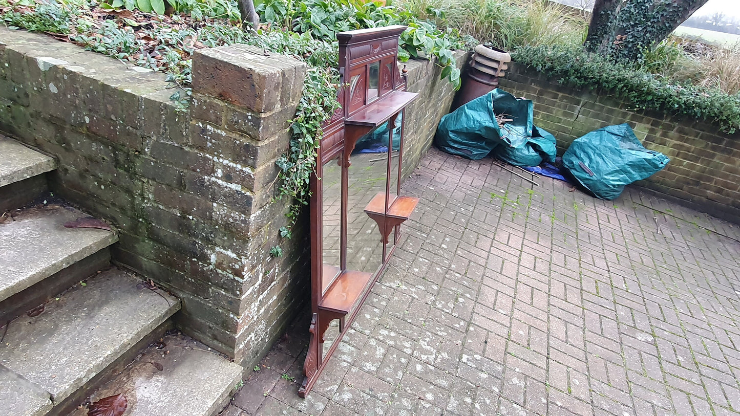 Huge Victorian Mahogany Over Mantel Mantle Mirror Fireplace 125 x 136 cm 8 Different Mirrors