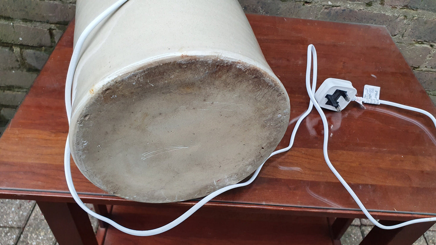 Huge Stoneware Flagon Converted Into Table Lamp Working