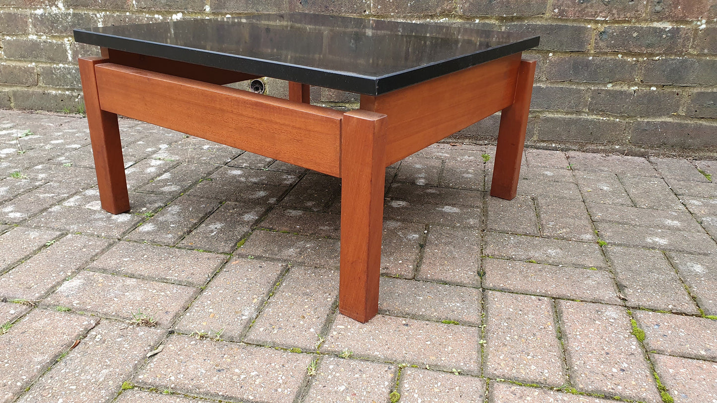 Vintage Retro Teak and Black Formica Floating Coffee Table Gplan Style