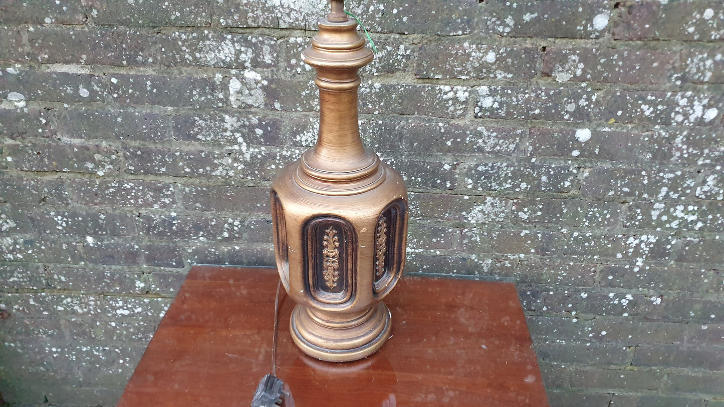Enormous Vintage Retro Table Lamp Gold and Black. Made of Plaster.