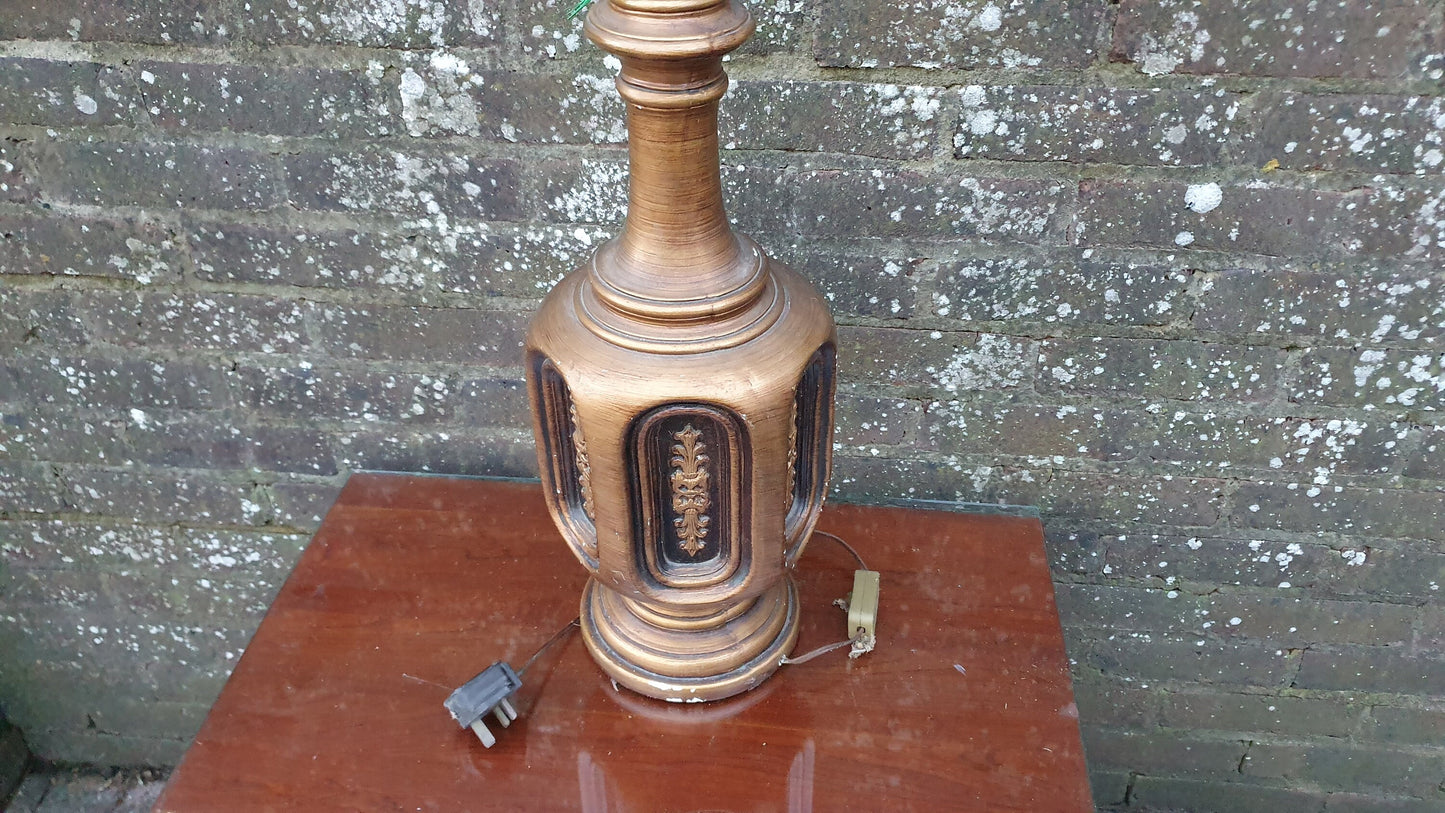 Enormous Vintage Retro Table Lamp Gold and Black. Made of Plaster.